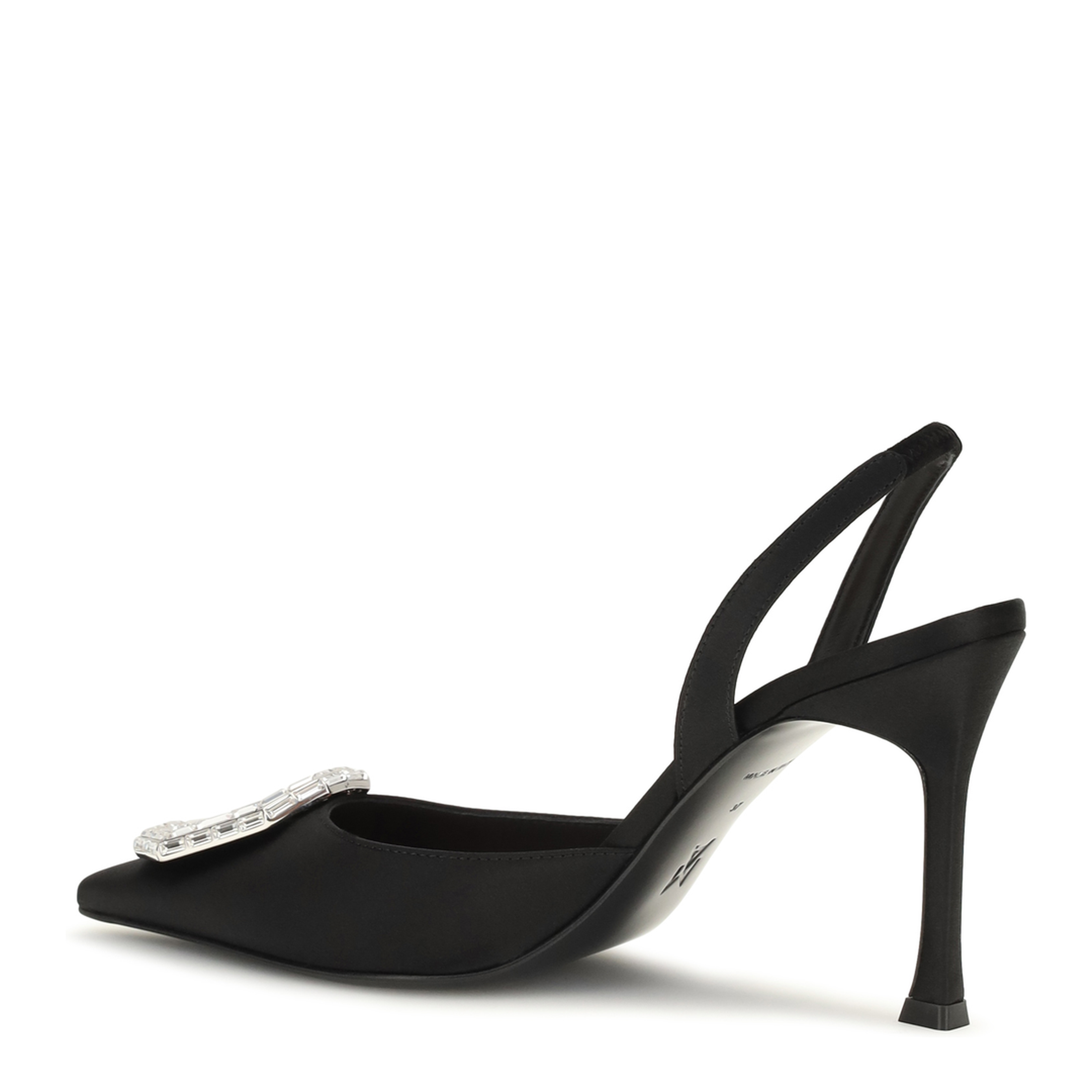 MAYFEYR - Amina Muaddi - Camelia Satin Slingback Pumps - C9S343954CAMBLACKSATIN