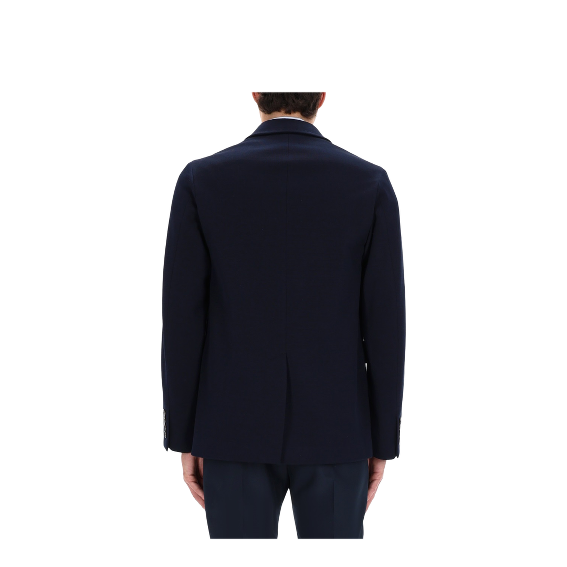 Single-breast Cotton Jersey Jacket in Dark Blue