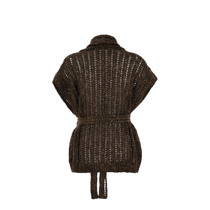 Dazzling Silk and Linen Perforated Rib Cardigan