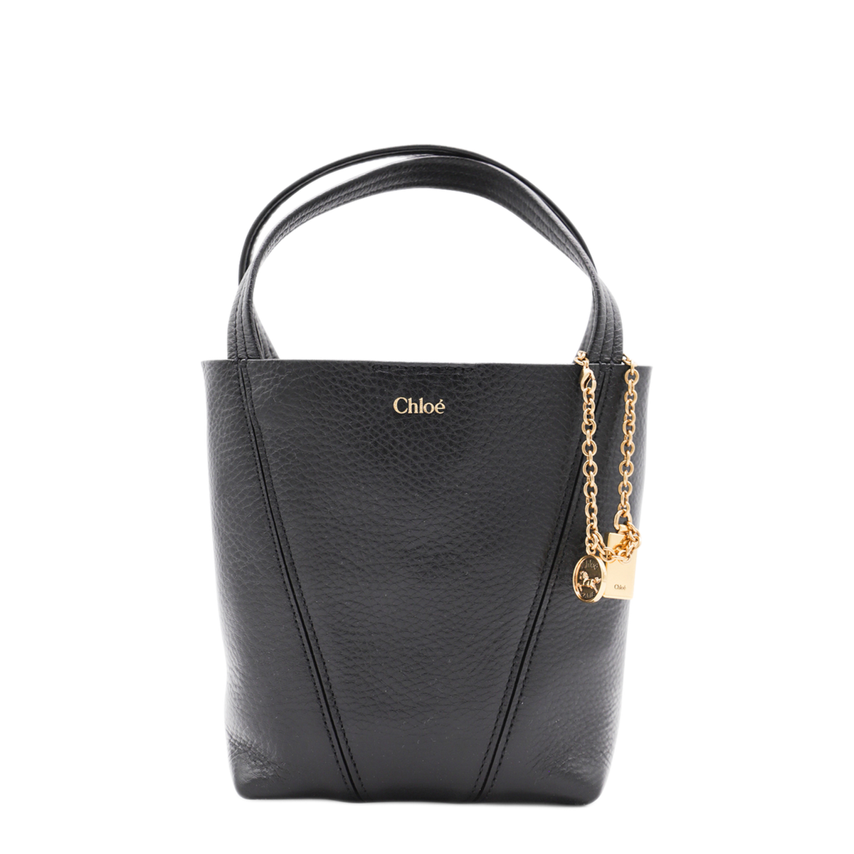 Spin Small Grained Cowhide Tote - Black