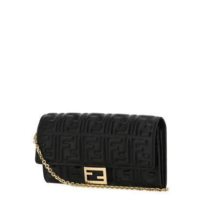 Fendi Baguette Wallet With Thin Chain Crossbody Strap