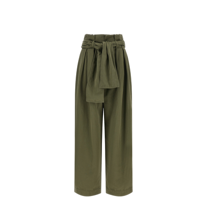 High-Waisted Denim Pants Green