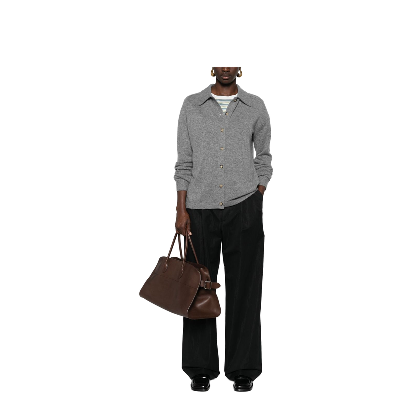 Raglan Sleeve Cashmere Shirt - Grey Melange