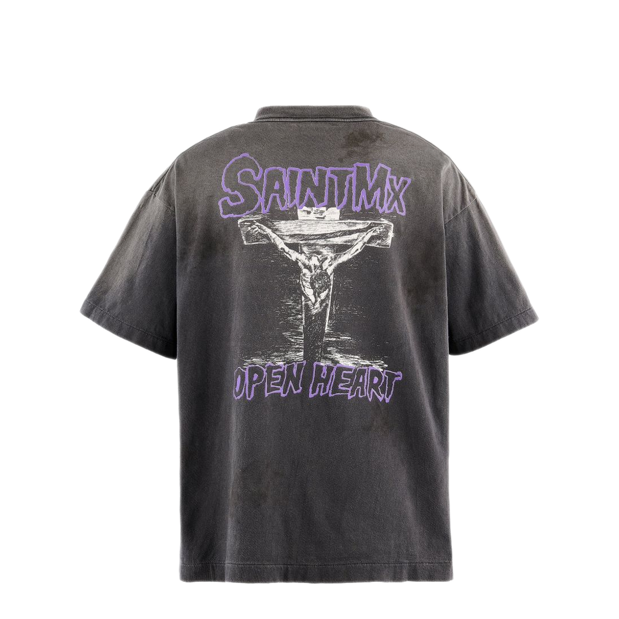 MAYFEYR - SAINT MXXXXXX - Black Faded Finish Graphic T Shirt - SMMK10000003BLACK