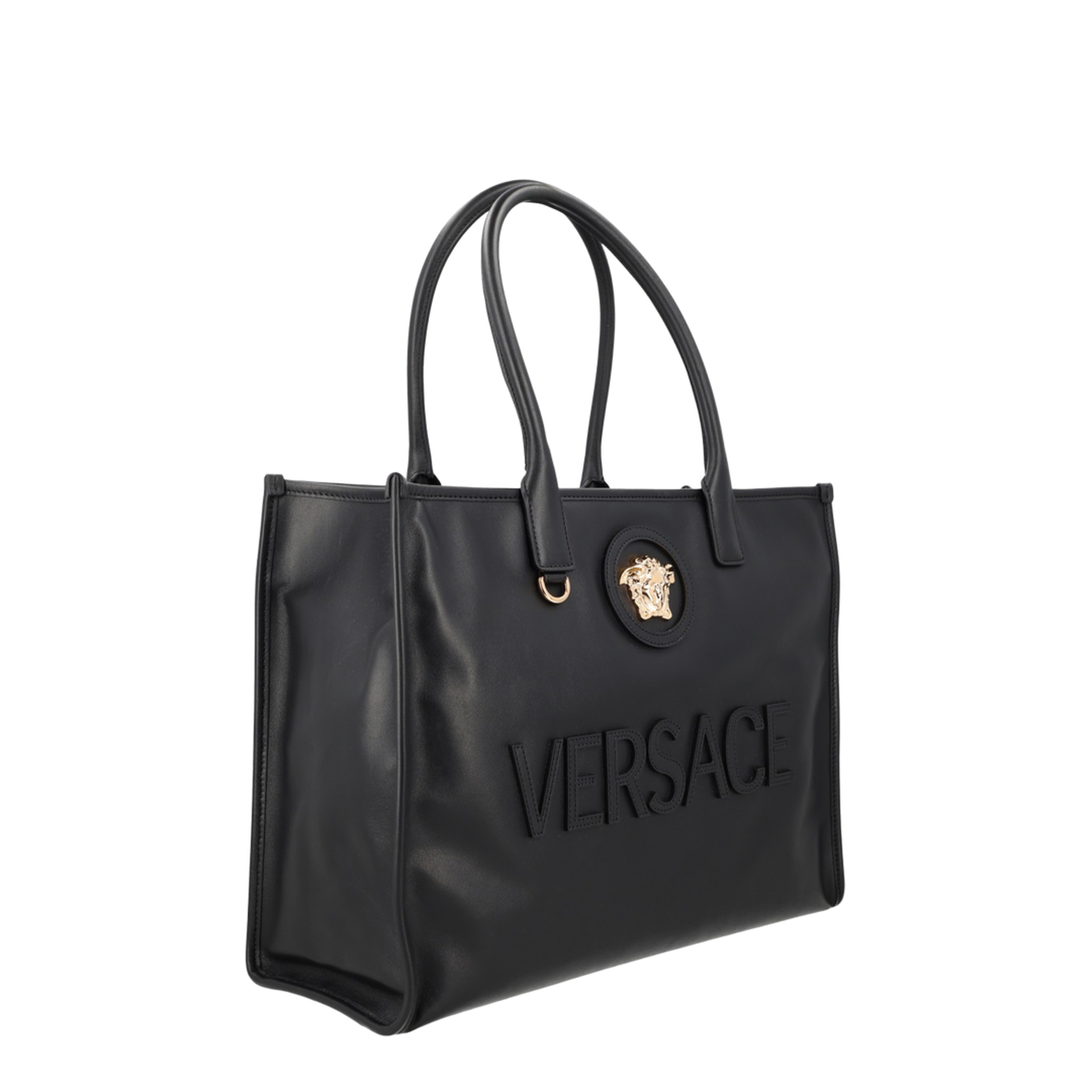 La Medusa Large Calfskin Tote Bag - Black