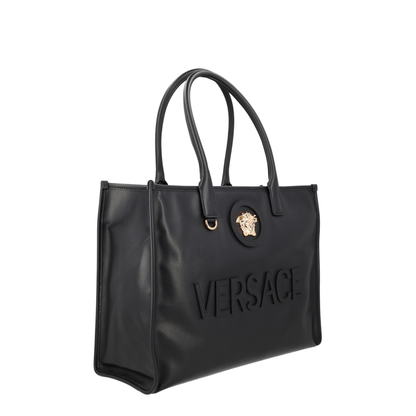La Medusa Large Calfskin Tote Bag - Black