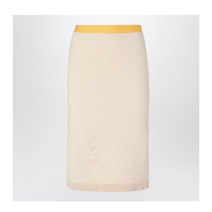 Light Beige Cotton And Silk Skirt