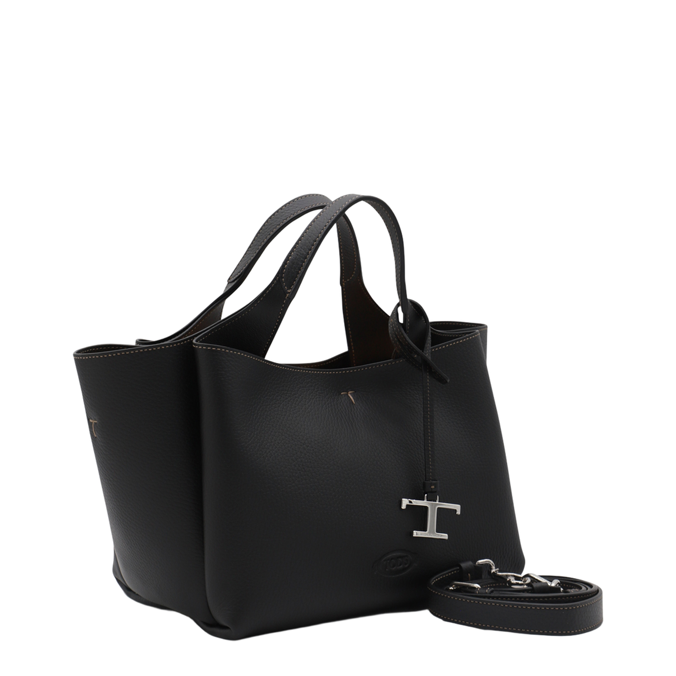 T Timeless Mini Calf Leather Tote - Black