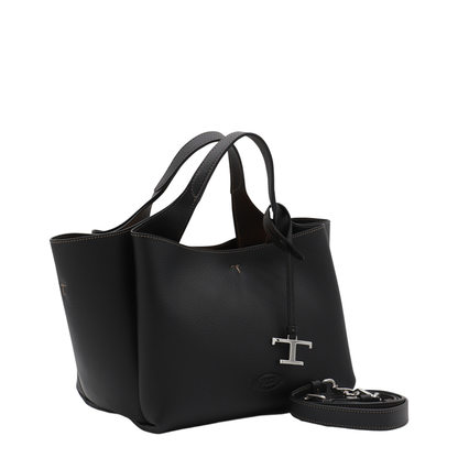 T Timeless Mini Calf Leather Tote - Black