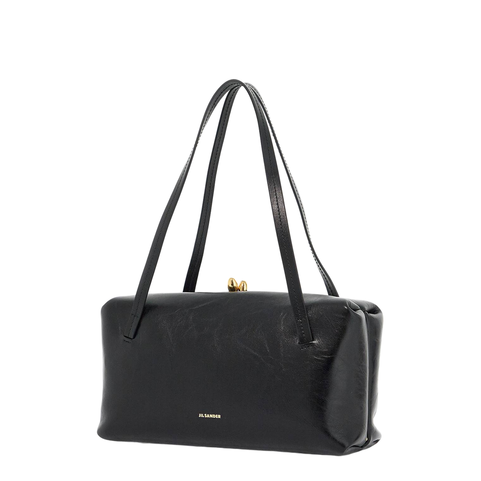 Black Leather Goji Pillow Handbag