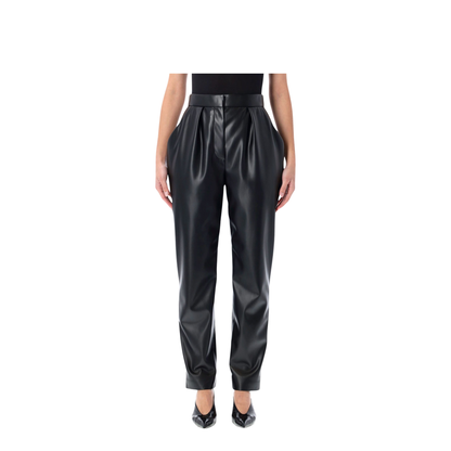 High-waisted Faux Leather Trousers Black