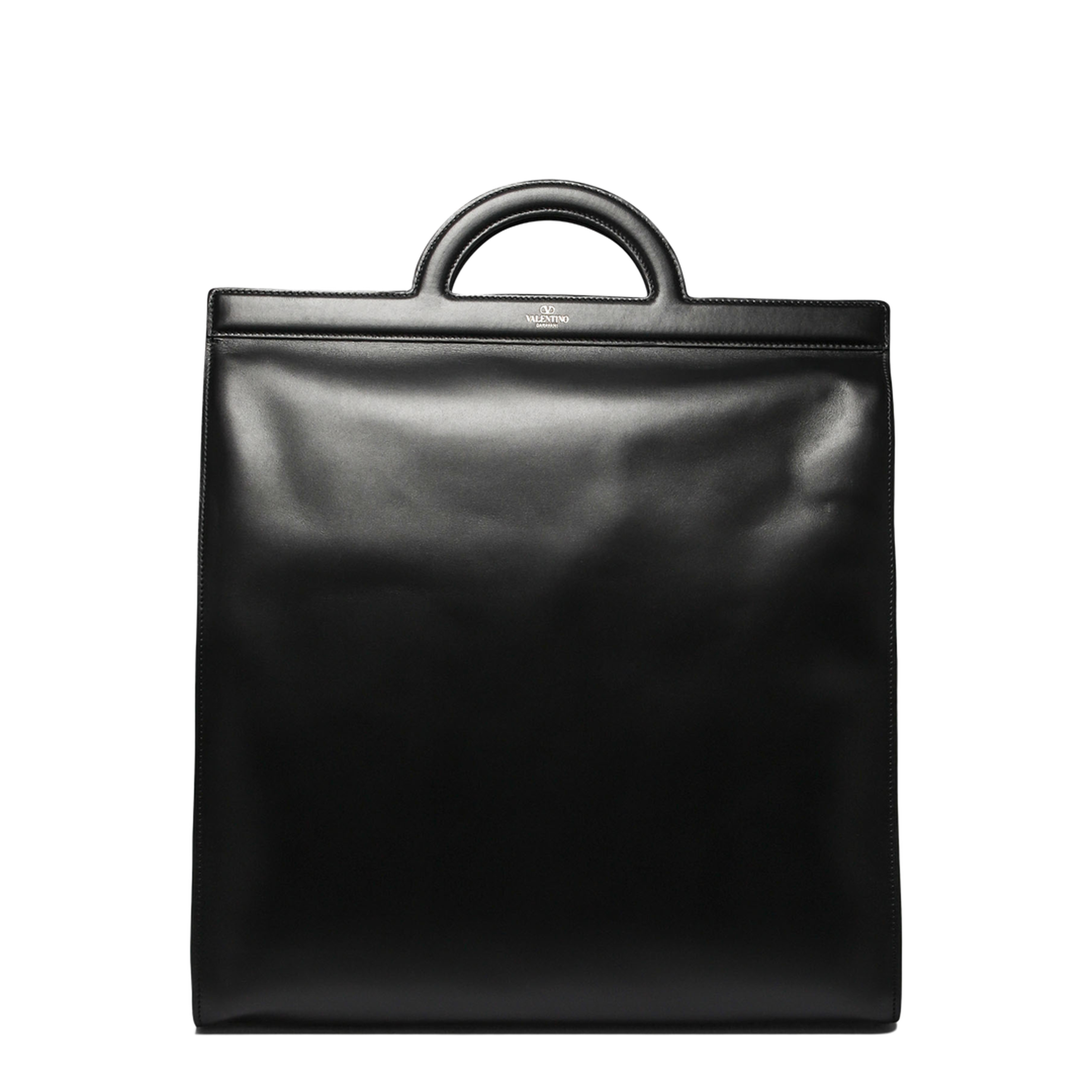 Leather Handbag with Frontal Logo Print