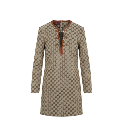 GG Canvas Dress with Horsebit