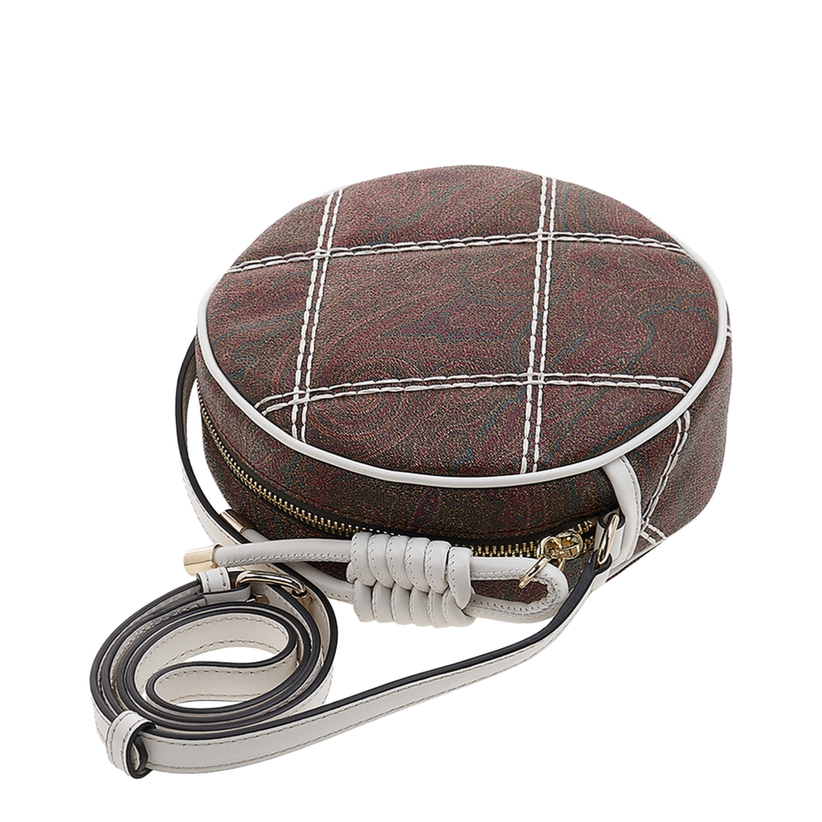 Paisley Quilting Round Crossbody Bag