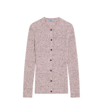 Pink Ribbed Wool Cardigan