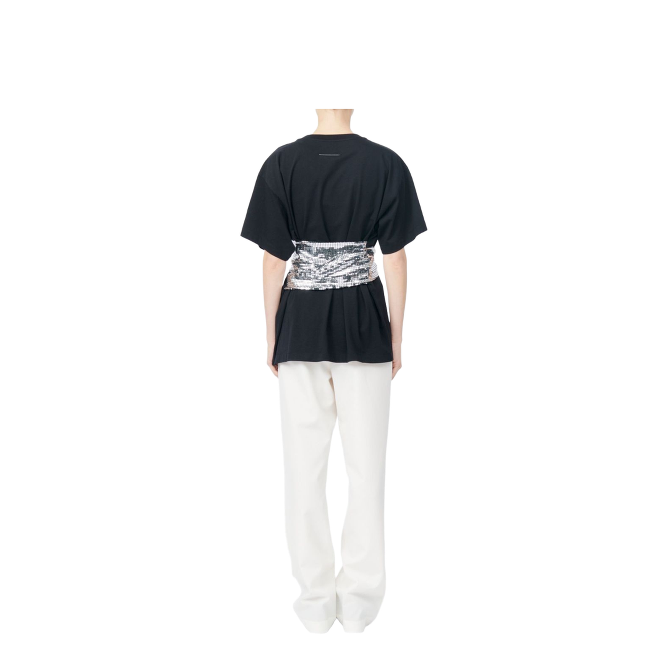 Black Cotton T-Shirt with Gloves