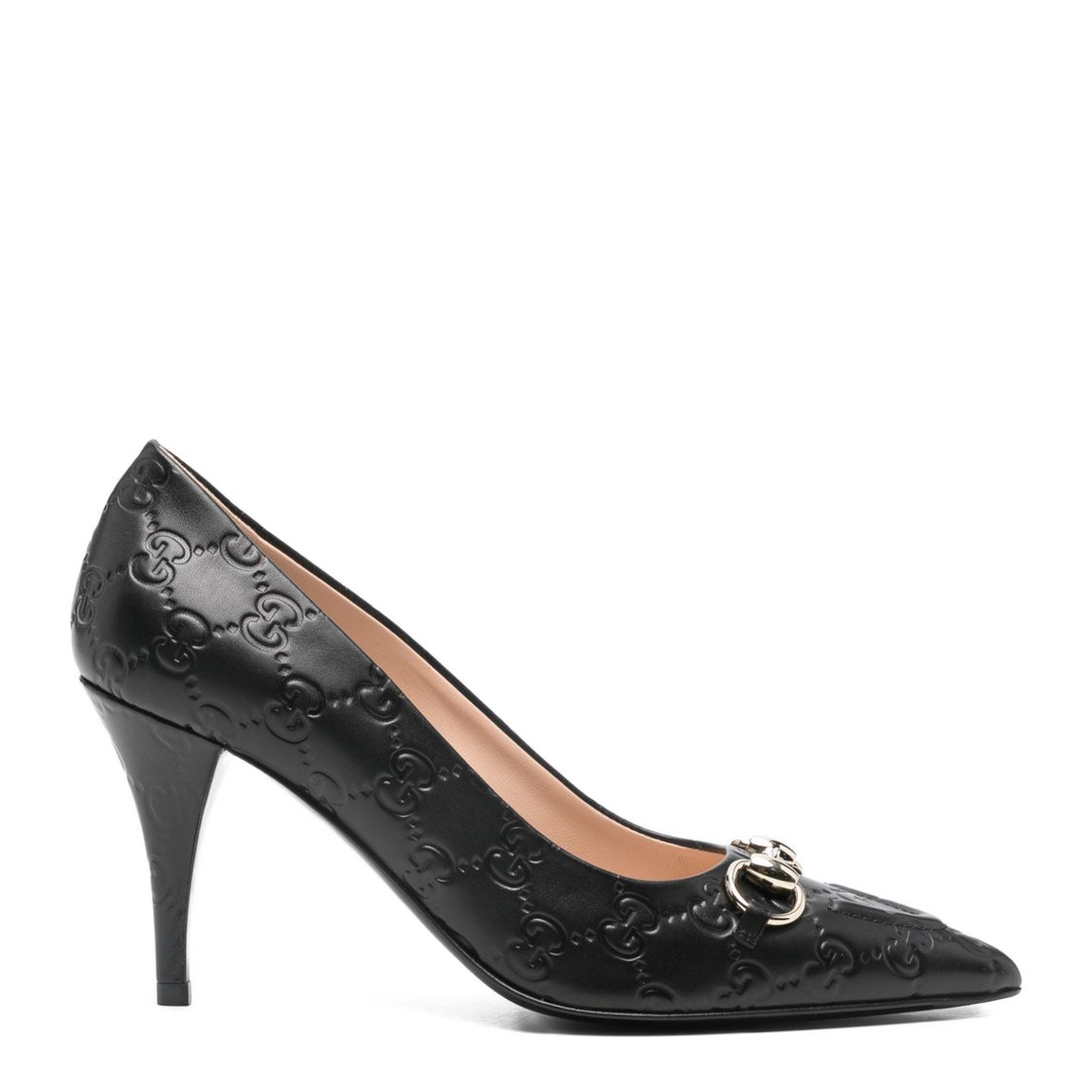 Black Leather Pumps with Horsebit
