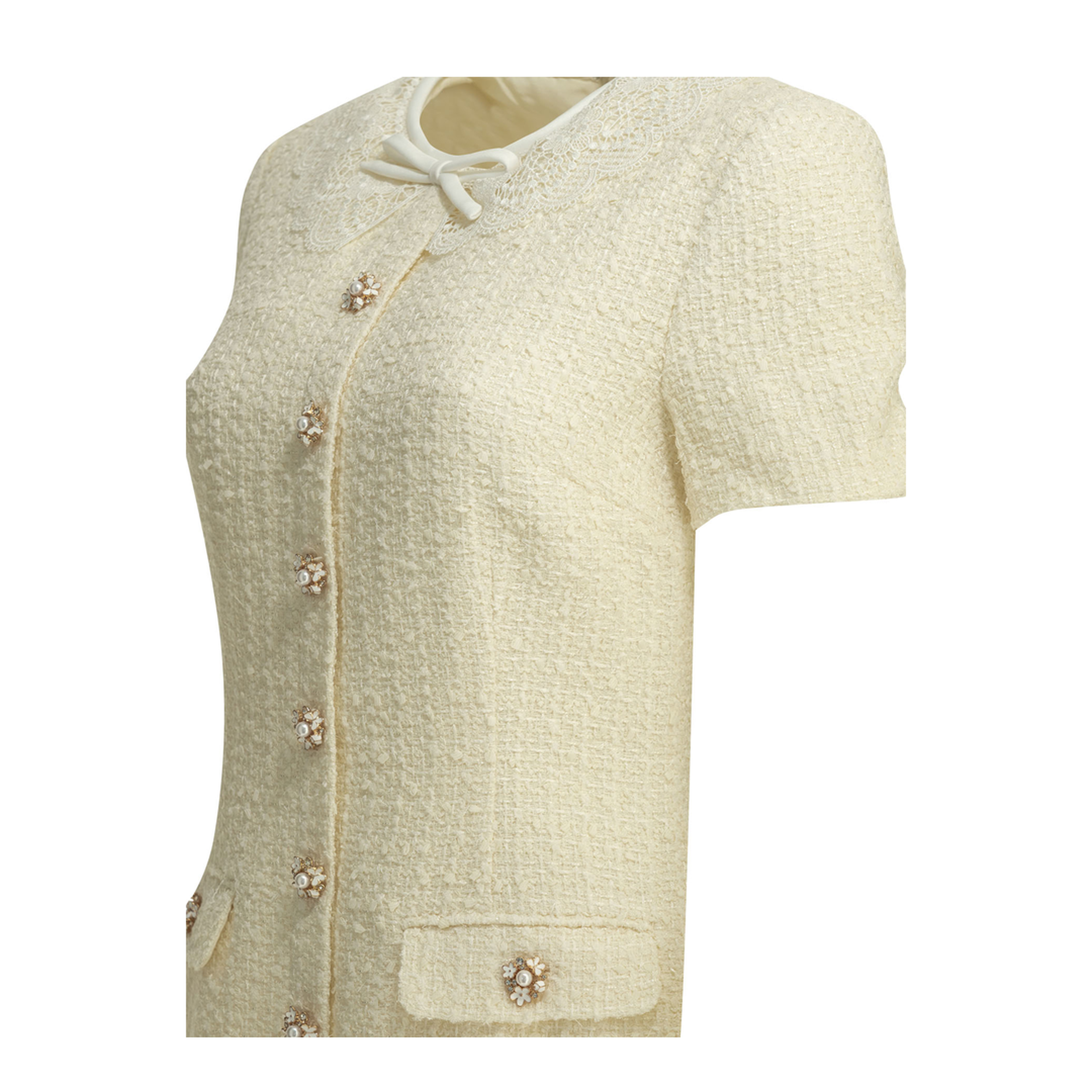 MAYFEYR - Self Portrait - Lace Detailed Short Dress - PF26002SBCCREAM