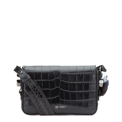 Black Crocodile Pattern Clip Crossbody Bag