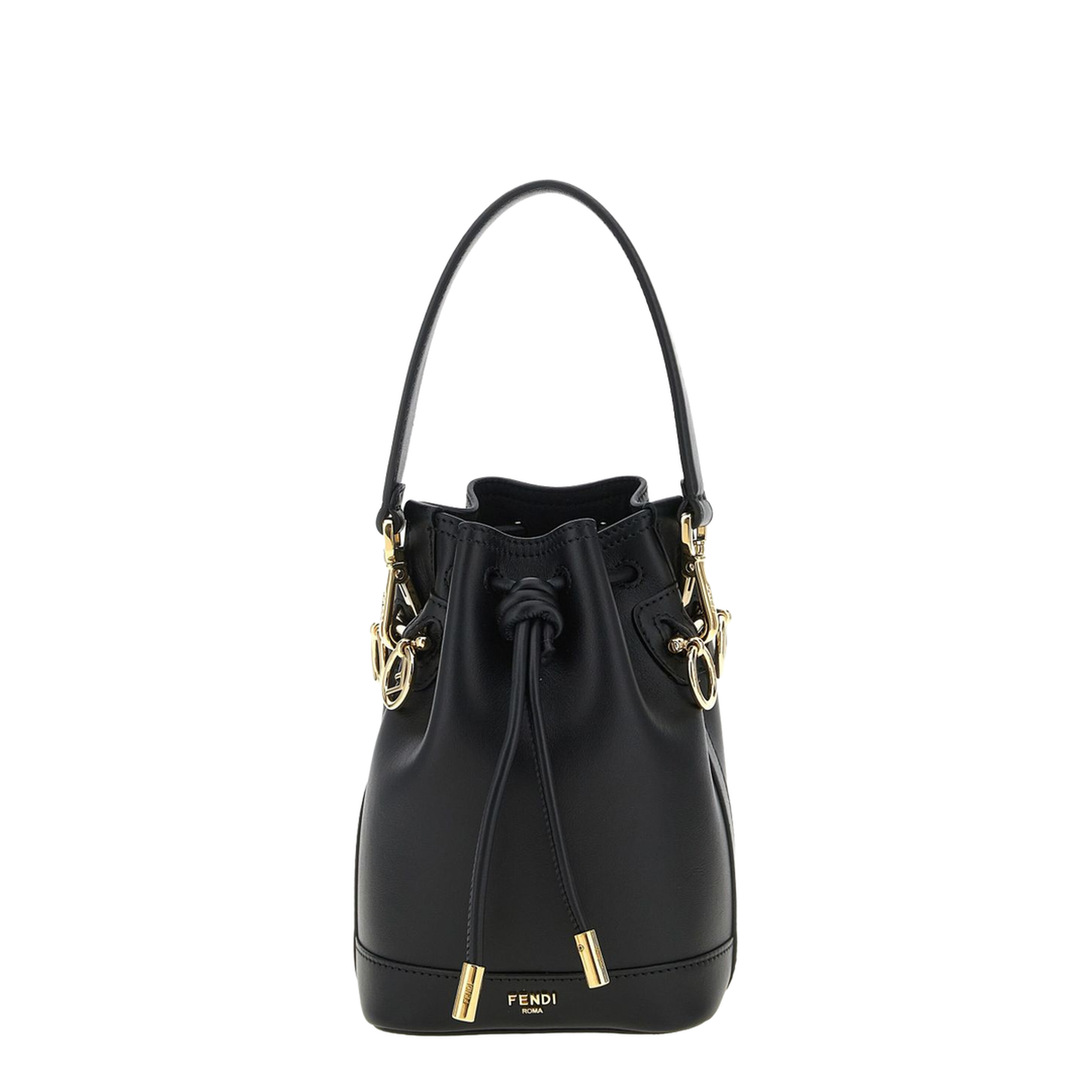 Mon Tresor Mini Leather Bucket Bags- Black