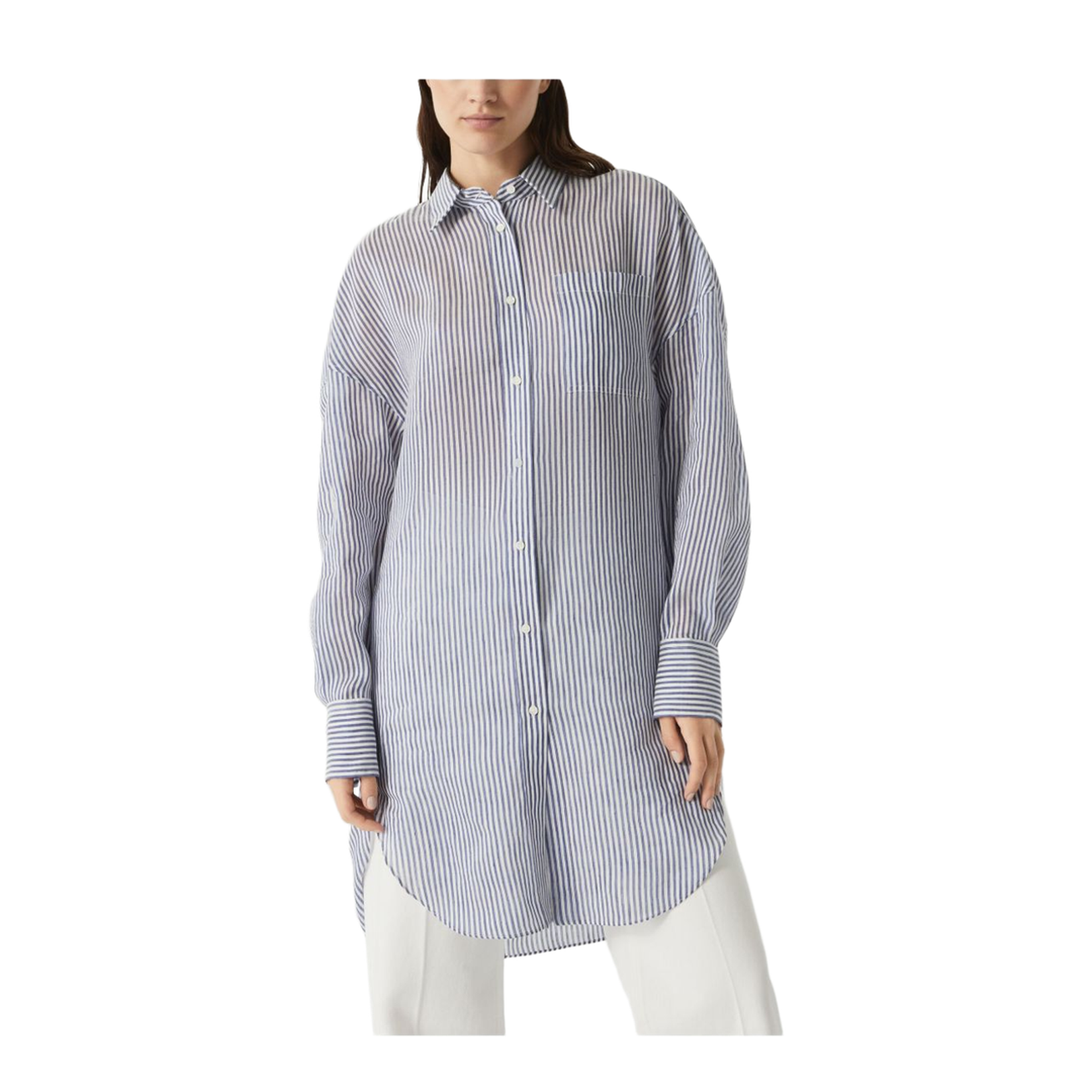 Clear Blue Striped Linen Shirt