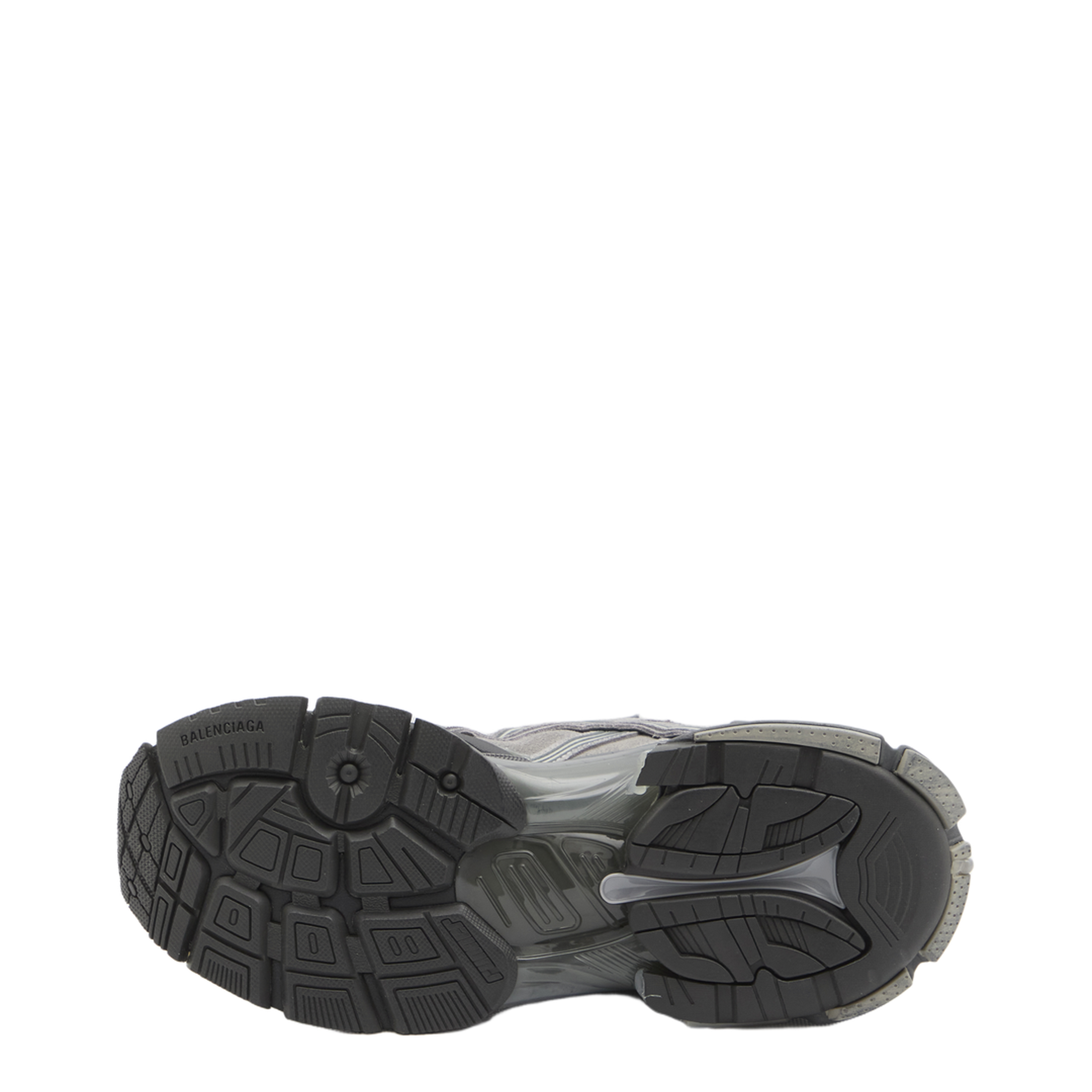 Runner Sneakers in Grey Leather and Textile