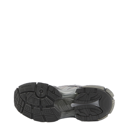 Runner Sneakers in Grey Leather and Textile