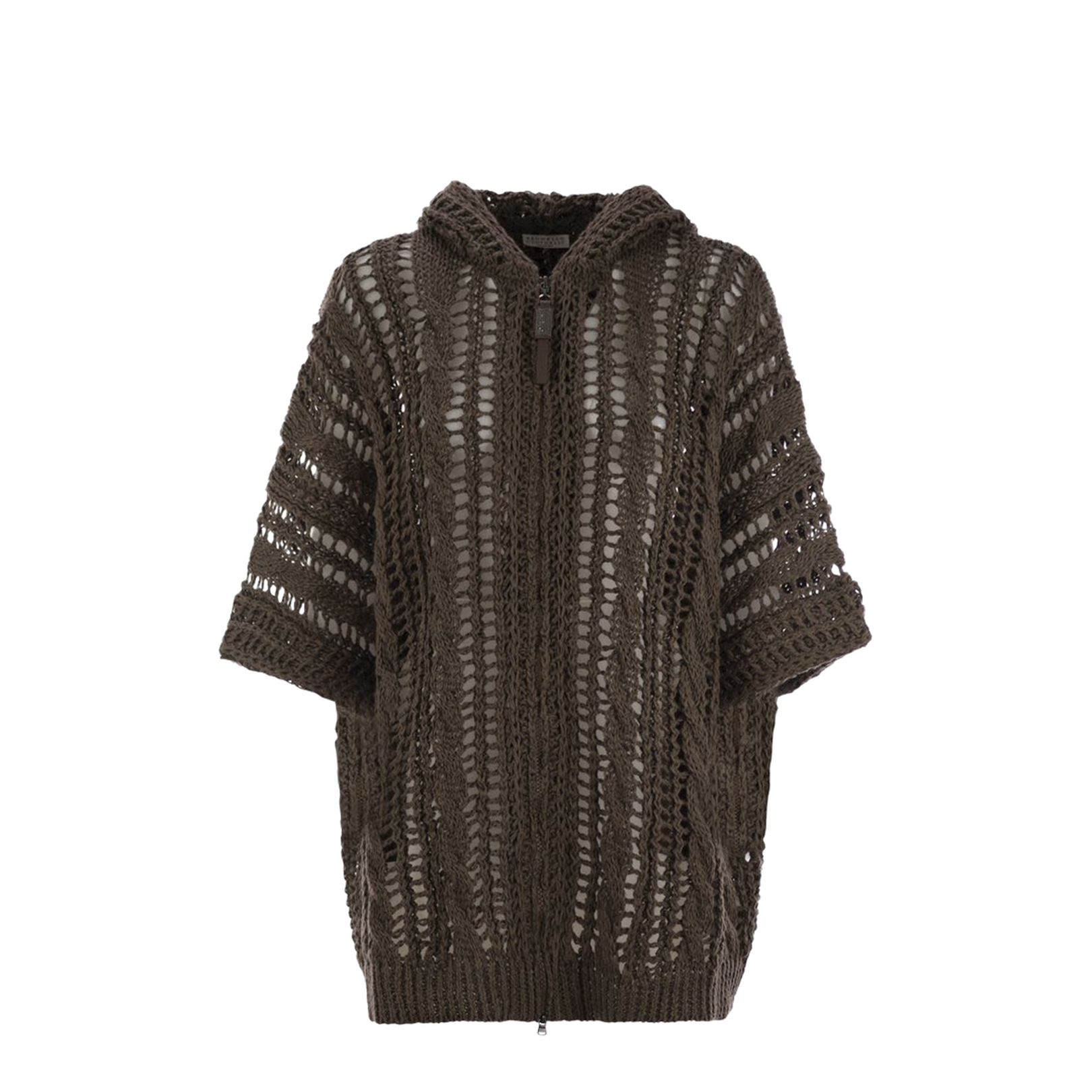 Cable & Mesh Jute And Cotton Cardigan