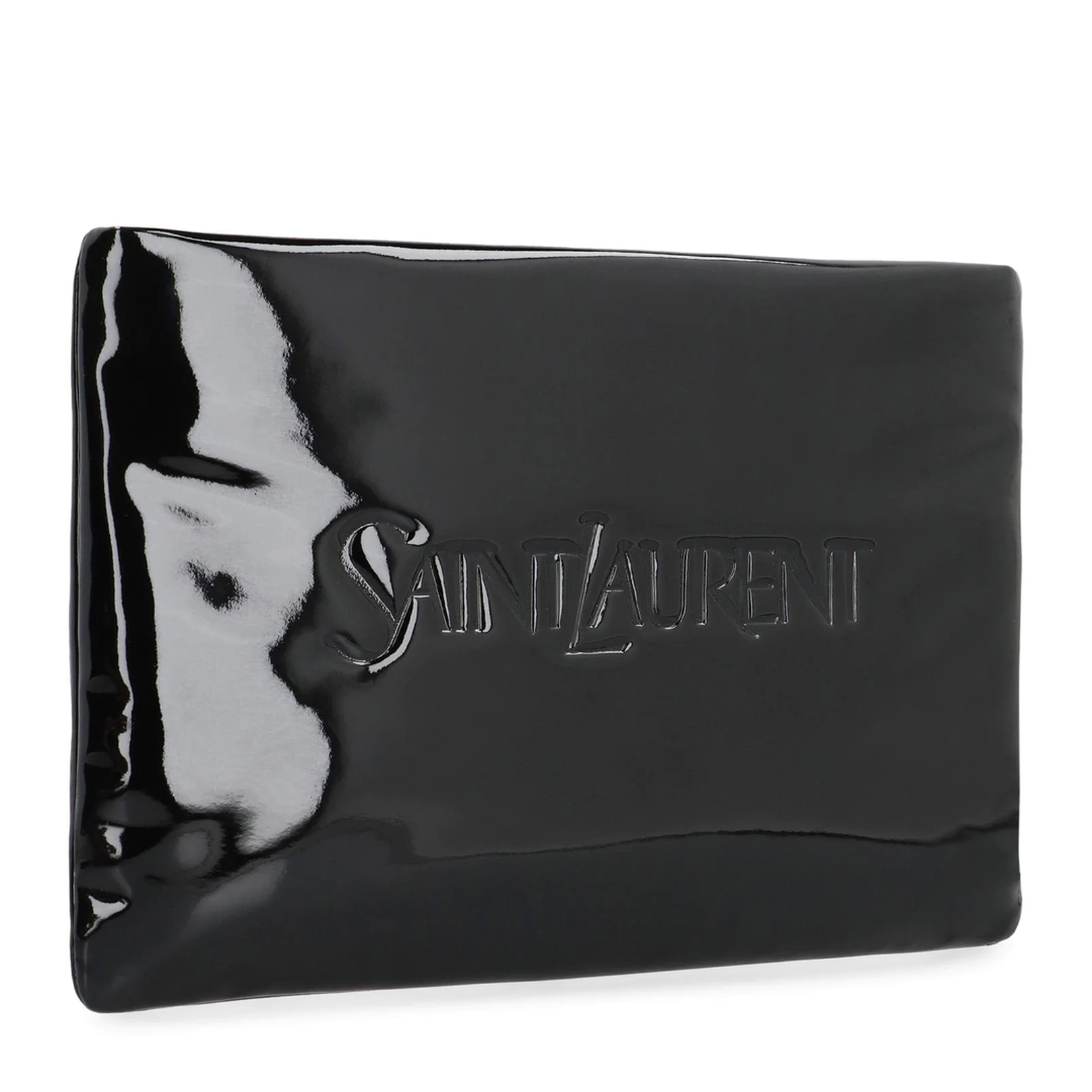 Puffy Small Leather Clutch Bags - Black