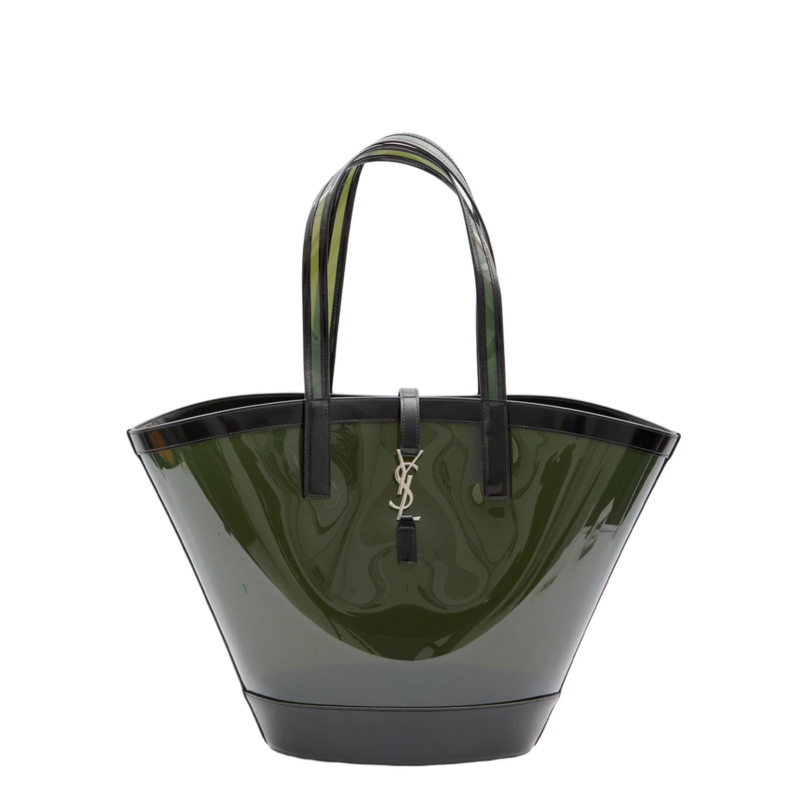 Panier Medium Vinyl and shiny leather Tote Bags - Green