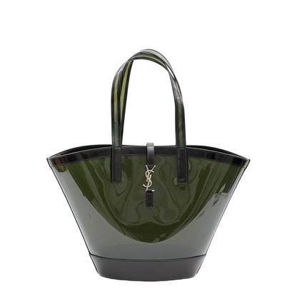 Panier Medium Vinyl and shiny leather Tote Bags - Green