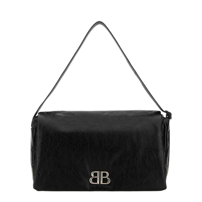 Black Leather Medium Monaco Crossbody Bag