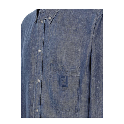 MAYFEYR - Fendi - Comfort Fit Chambray Shirt With Embroidery - FS1296AVZGF0QA2