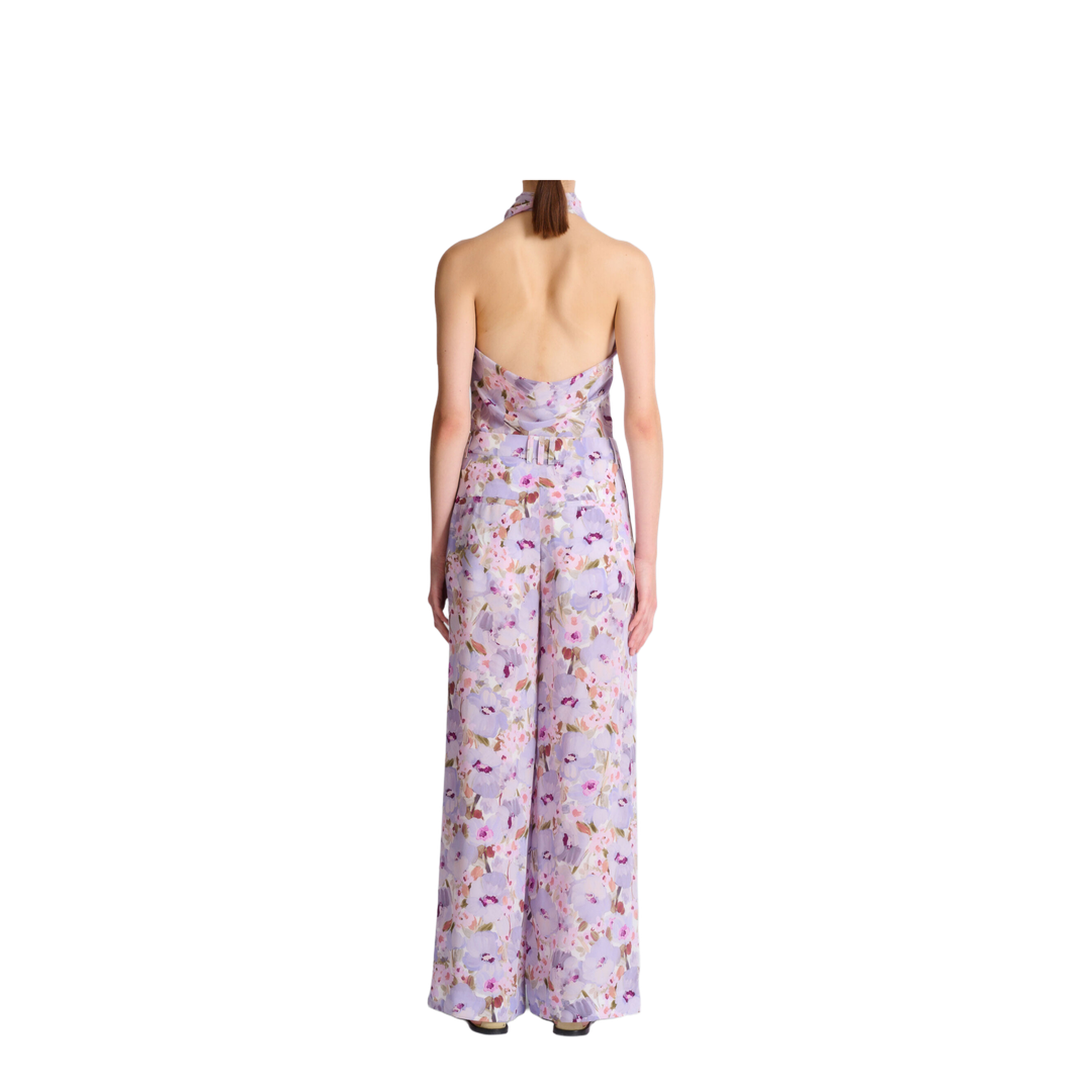 Silk Trousers with a Floral Motif