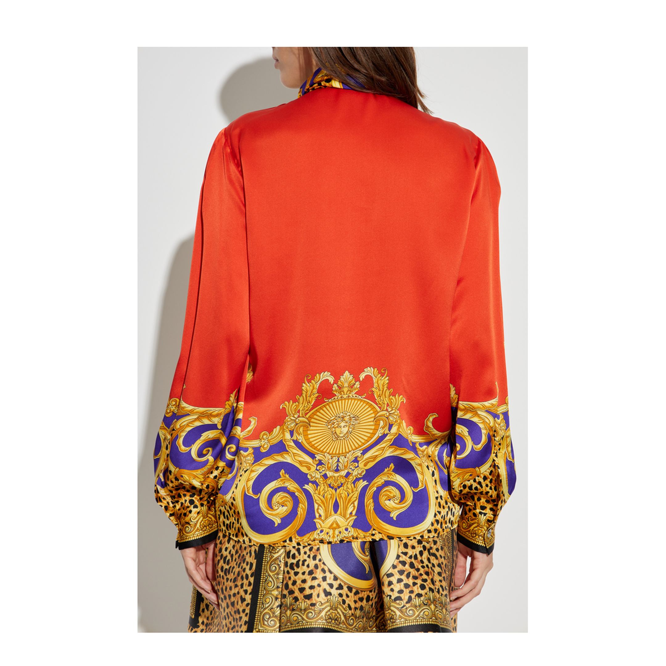Cheetah Barocco Silk Lavallière Shirt