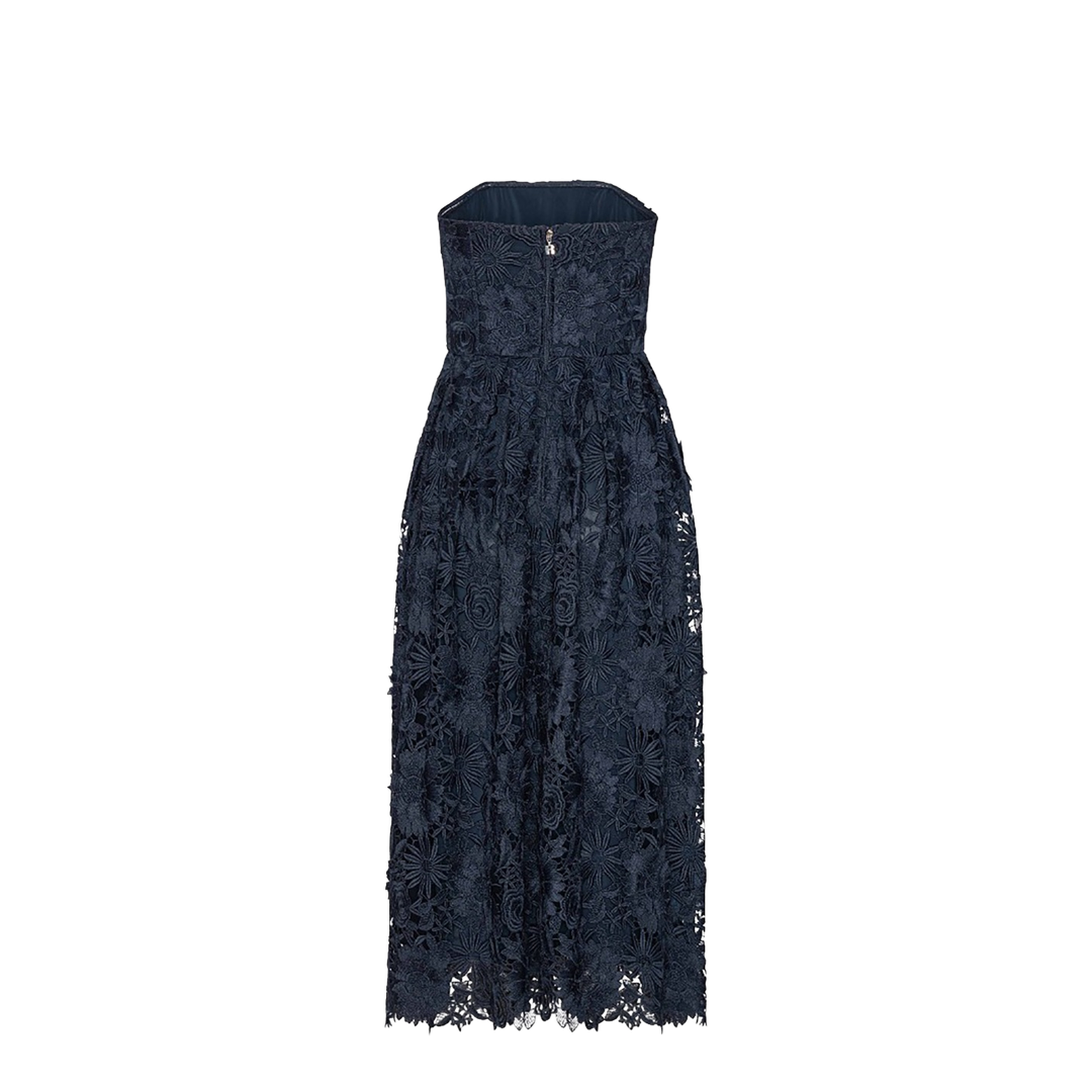 3D Lace Flared Midi Dress