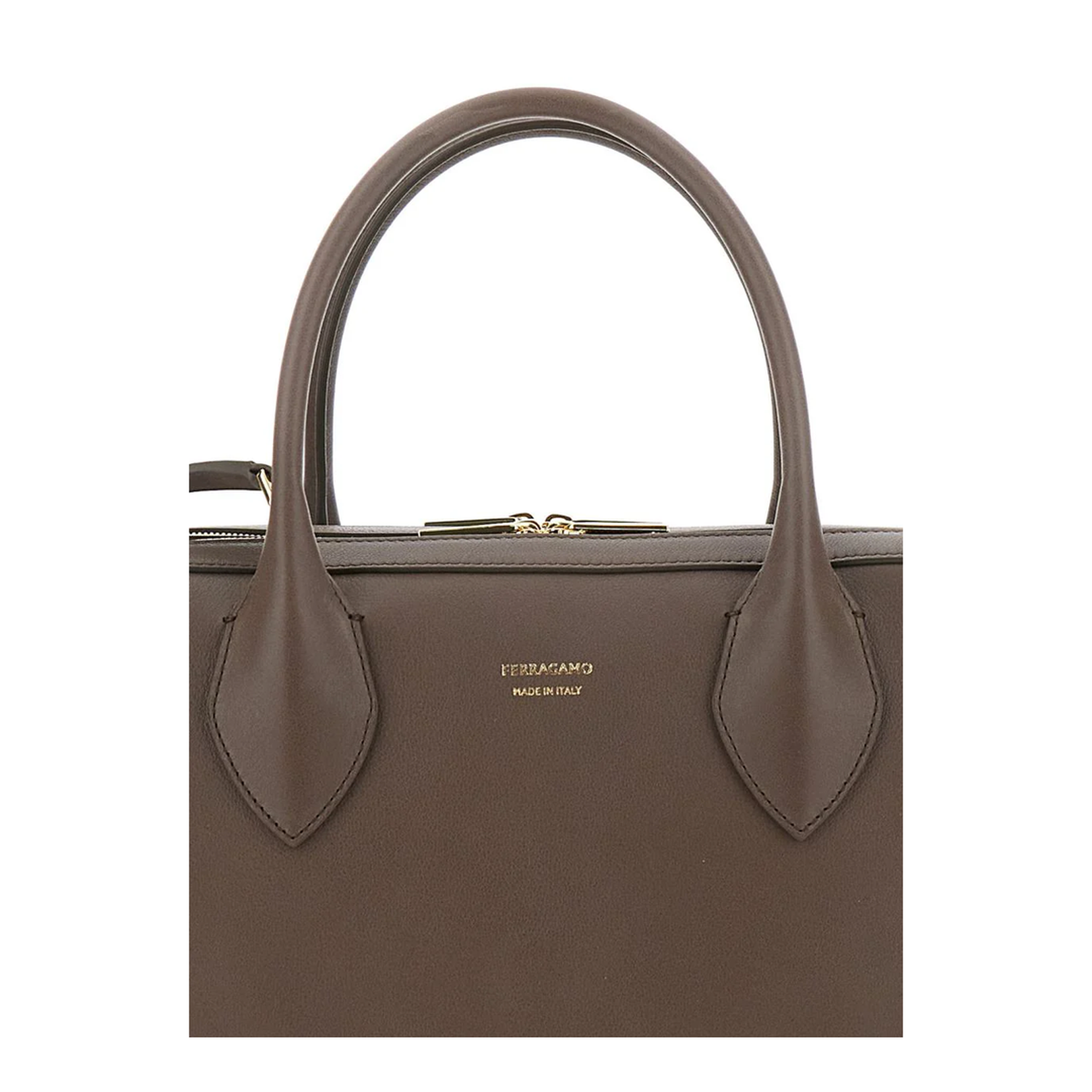 Brown Handbag With Three Zips