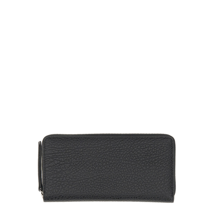 Four Stitches Calfskin Zip-Around Wallet - Black (Negro)