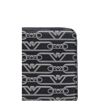Zip-around wallet with all-over monogram print