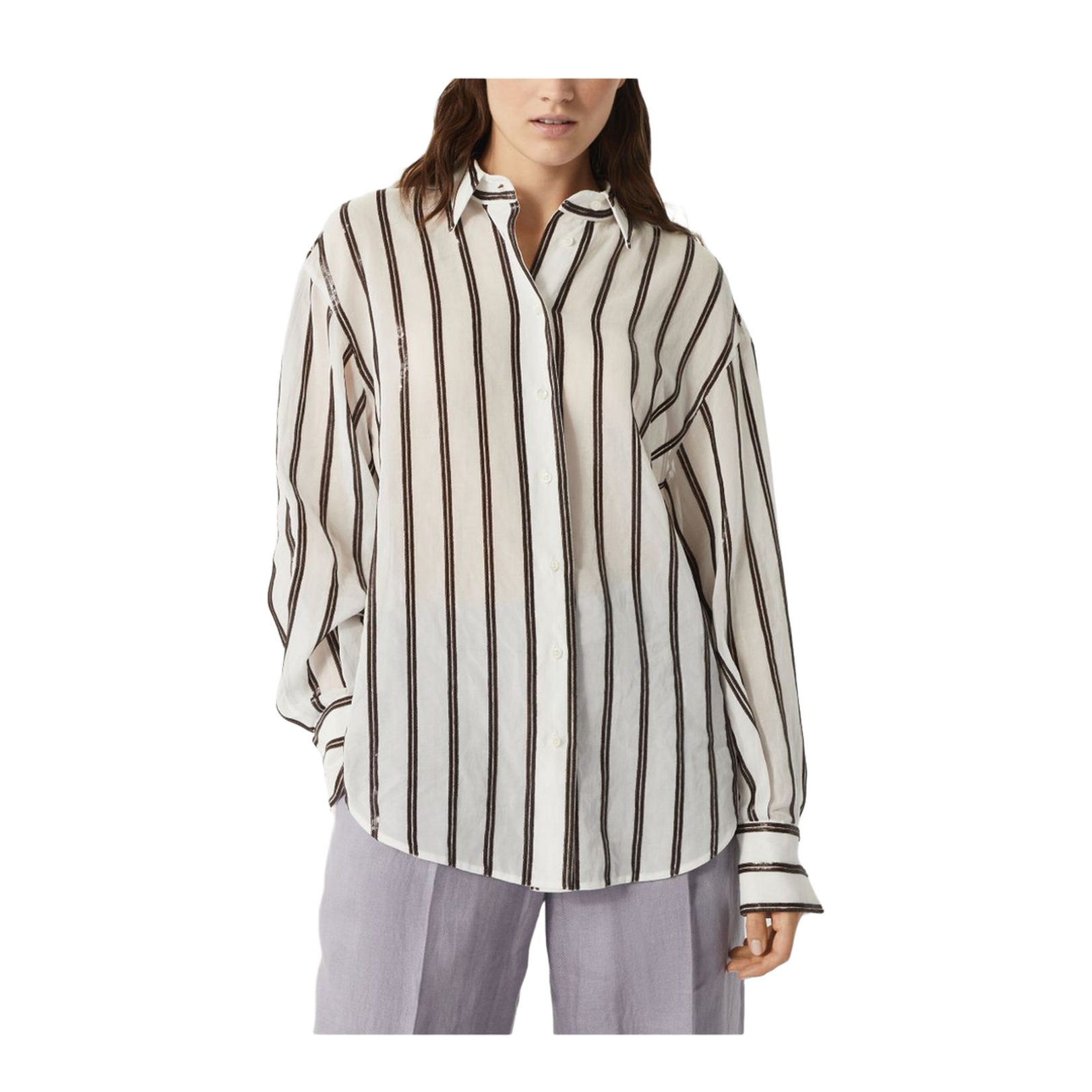 Classic Striped Cotton Shirt in White