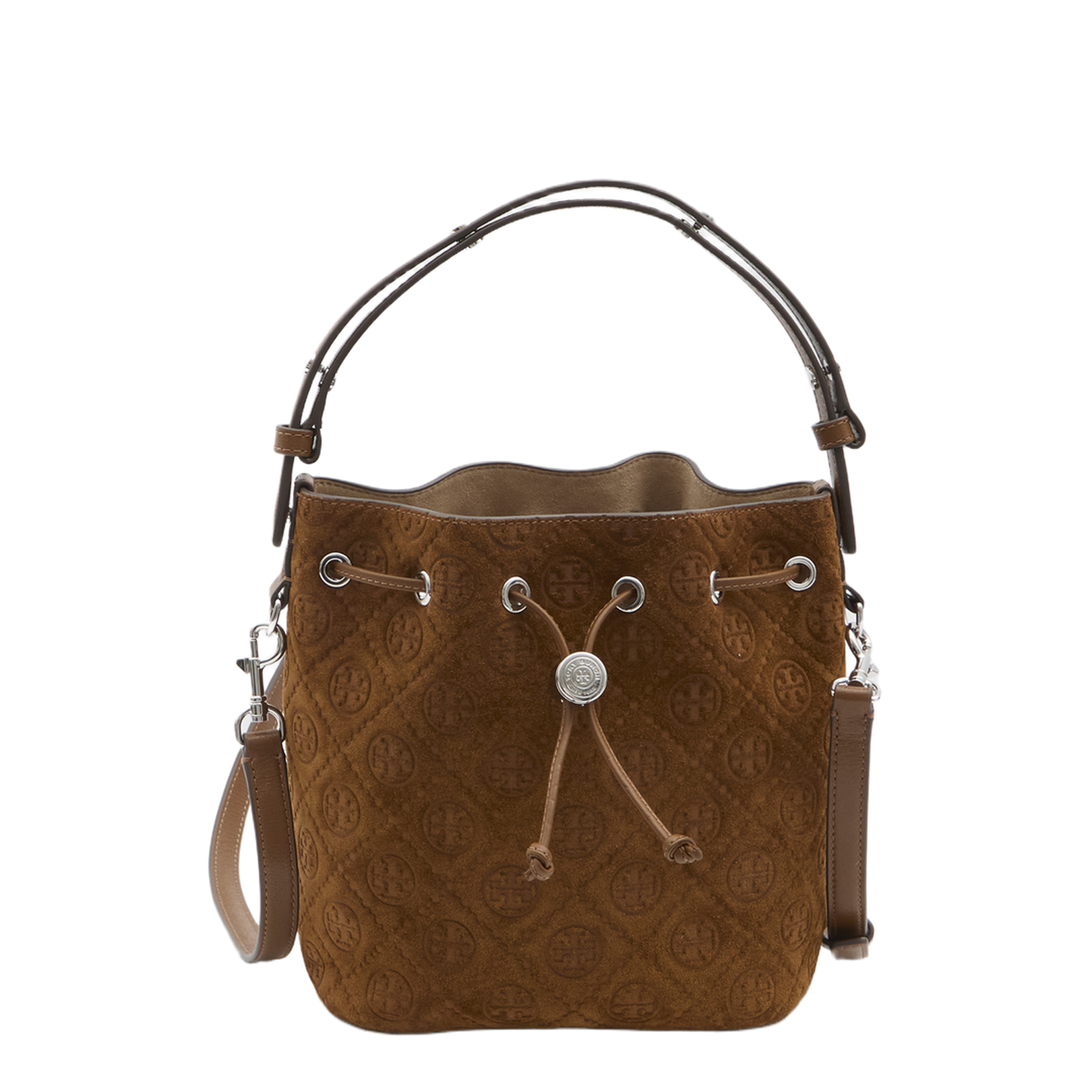 T Monogram Suede Bucket Bag