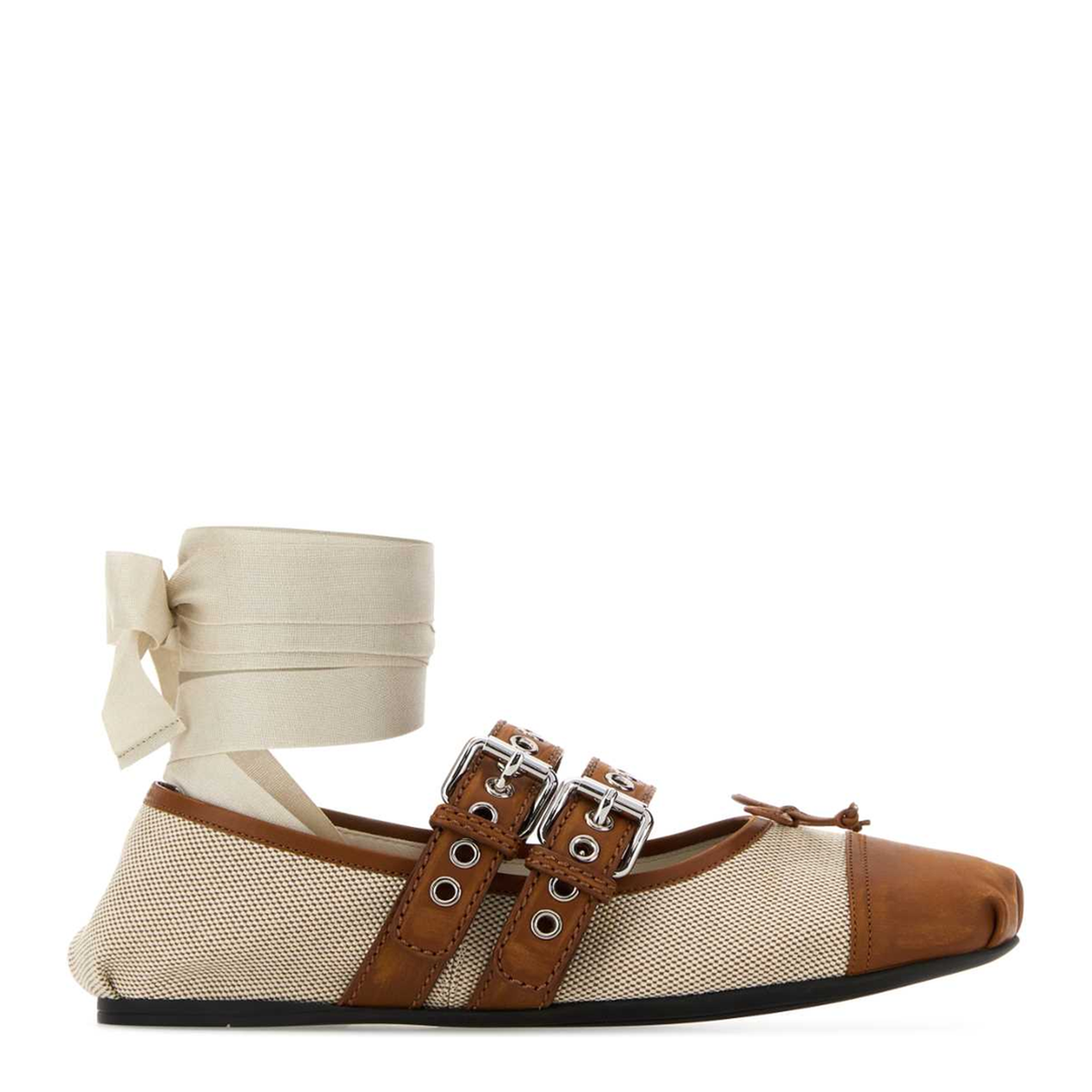 MAYFEYR - Miu Miu - Two Tone Canvas Ballerinas - 5F608EF0053ZMKF0C4Z