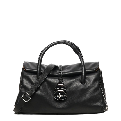 Dotta Saeta Small Leather Handbag Black