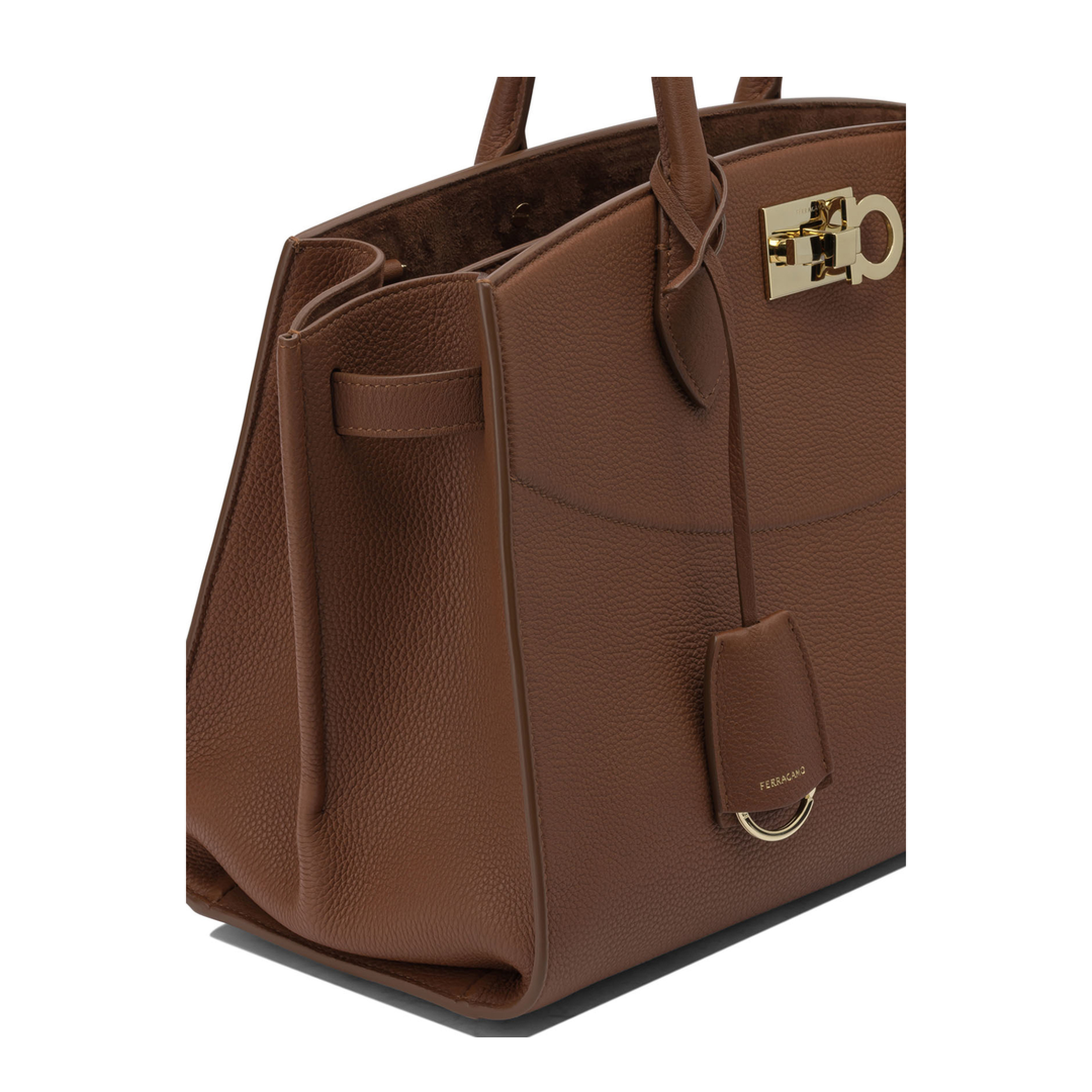 Studio Soft Large Calfskin Top-Handle Bag - New Cognac