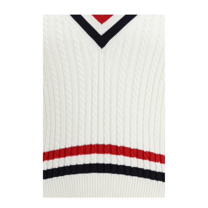 MAYFEYR - Thom Browne - Intarsia Cable-Knit V-Neck Sweater - MKA581AY3014