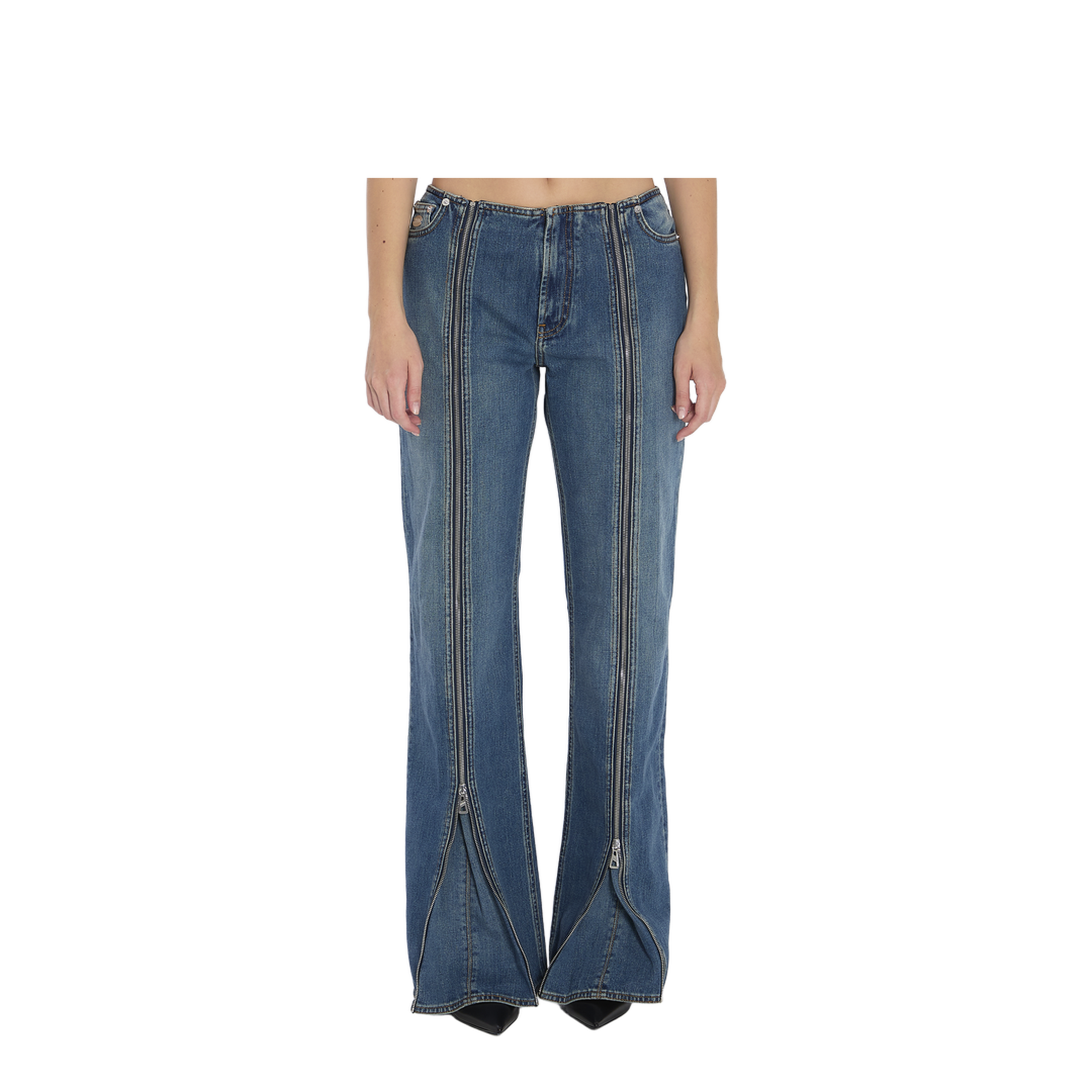 Denim Front Zipped Trousers