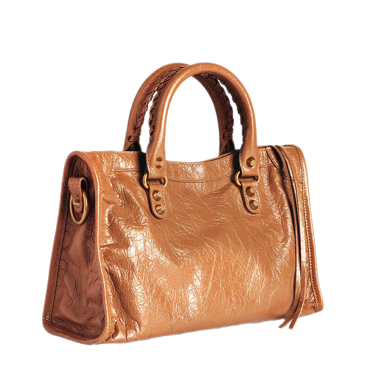 Small Beige Antique Gold City Bag