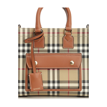 Mini Freya Tote Bag in Check Coated Cotton Blend