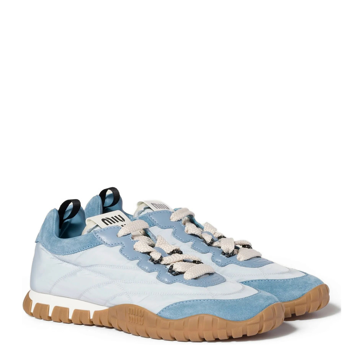 Light Blue Re Nylon And Suede Sneakers