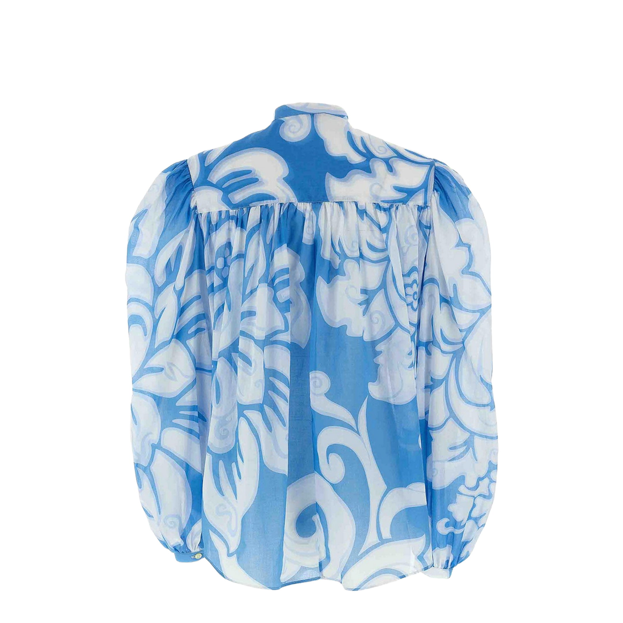 Flower Patterned Shirt Blue